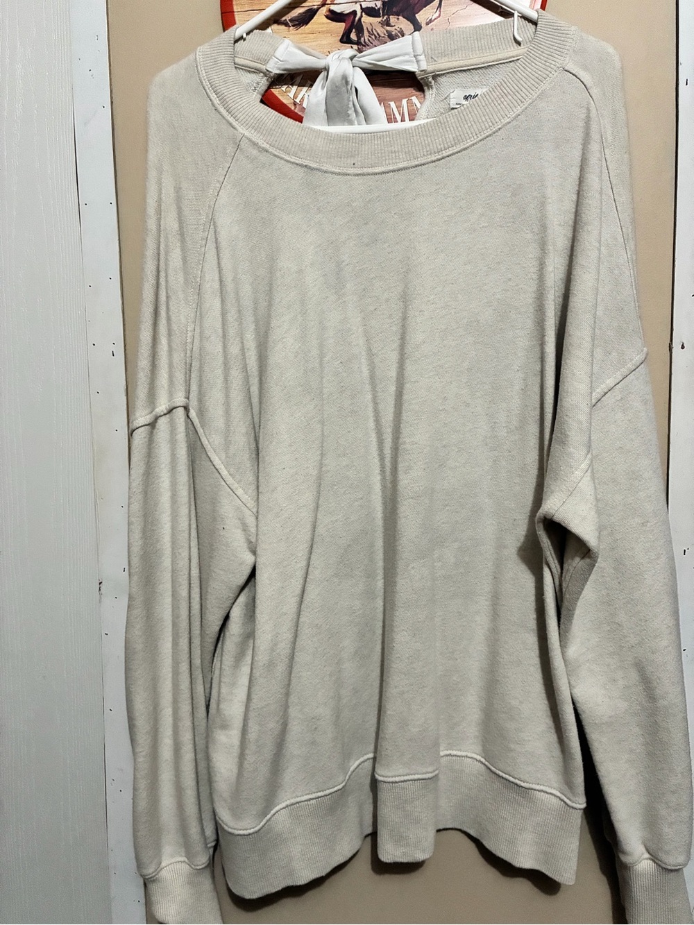 aerie Relaxed Crewneck Sweater in Cream